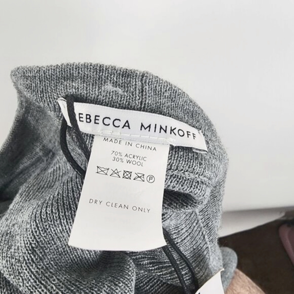 REBECCA MINKOFF MILANO CAPE HEATHER GREY OPEN FRONT CARDIGAN SWEATER WOOL OS NWT - Picture 10 of 10